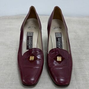 Givenchy vintage burgundy Leather Heels with Gold Accent